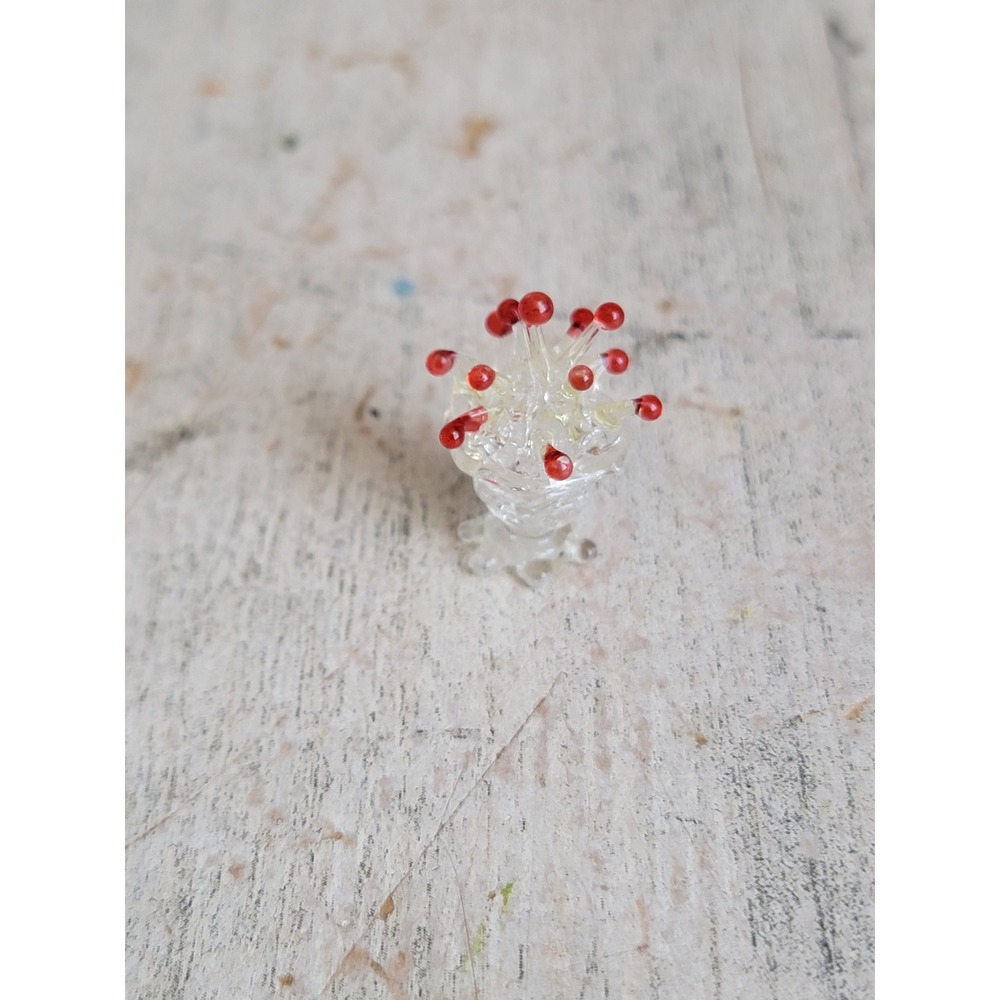 Mini clear red abstract dollhouse art piece glass unique figure home decor